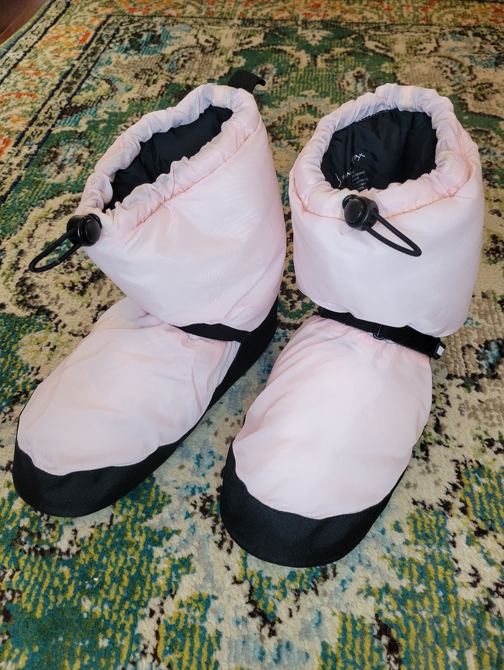 BLOCH Luna & Max Baby Pink Warm Up Fabric Bootie Shoes, Size L 8-9 Womens